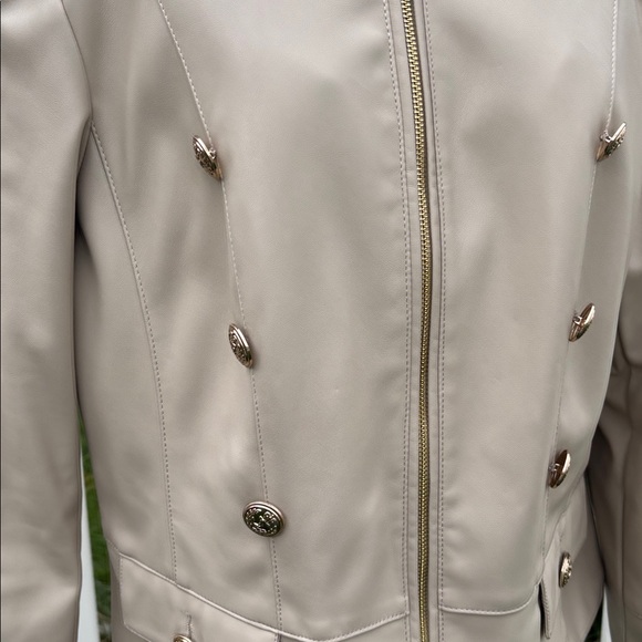 Calvin Klein Size L Zip Front Button Detail Faux Leather Jacket - Picture 3 of 6